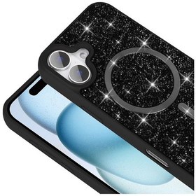 Resim Apple Uyumlu iPhone Adige İphone 16 Pro Uyumlu Kılıf Parlak Taşlı Pırlanta Mozaik Siyah + Ekran Koruyucu - 