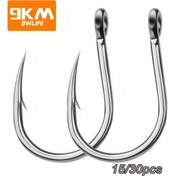 Resim 9KM 15 adet/30 adet Tuzlu Su Jigging Kancaları Ağır Hizmet Süper Güçlü Derin Büyük Oyun Kancası Dikey Metal Jig için 28mm~53mm Yüksek Karbon Çelik Yüksek Dayanıklılık & Korozyon Direnci Tatlısu Tuzlu Su 
