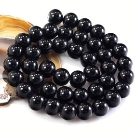Resim AAA Kalite Siyah Oniks Doğal Taş Boncuklar - Takı Yapımı İçin Yuvarlak Sentetik Taşlar, 4-12mm, 15" İplik 