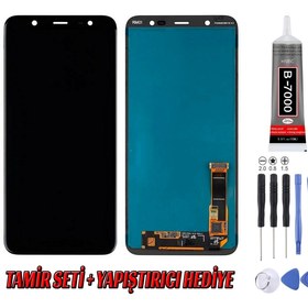 Resim Genos Samsung J810 J8 Lcd Ekran Oled Siyah Montaj Kiti Hediye 