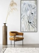 Resim Yağlı Boya Tablo %100 El Yapımı 55cmx95cm At Soyut 