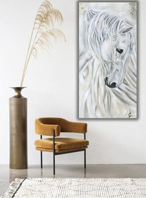 Resim Yağlı Boya Tablo %100 El Yapımı 55cmx95cm At Soyut 