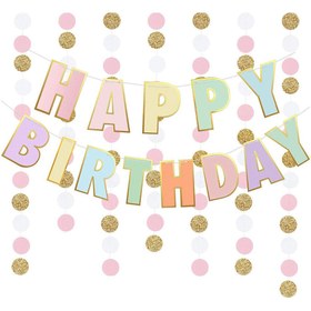 Resim Çok Renkli Pastel Happy Birthday Banner - Çok Renkli / Tek Ebat 