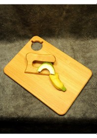 Resim Çocuk Için Ahşap Kesme Tahtası Ve Ahşap Bıçak Kedi Temalı Ahşap 