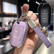 Resim Anahtarlık ipi ile Peugeot 2008 3008 4008 5008 308 408 508 ve Citroen C1 C2 C4 C6 C3-XR Grand DS3 DS5 için anahtarlık kılıfı 