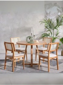 Resim Posedion Natural Ahşap Masa Sandalye Takımı 110x110 Natural 