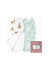 Resim Momcozy Bebek Kundağı 0-3 Ay Bambu Viskon 2 Li Set Kundak Giraffe Leaves 