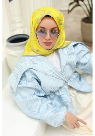 Resim Silk Home Sarı Eflatun Desenli Tivil İpek Eşarp 11433-34 Çok Renkli 