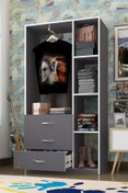 Resim Kenzlife Giysi Dolabı Ökkeş 175*90*40 Gri Gardırop 3 Çekmeceli 