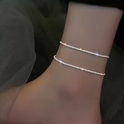 Resim Kadınlar için 2'li Set Parlak ve Moda Gümüş Simli Halhal Seti 
