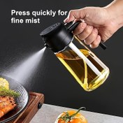 Resim 16oz Cam Yağ Püskürtücü ve Dağıtıcı - 470ml Zeytinyağı Mister, 2'si 1 Arada Mutfak Aleti, Pişirme, Salata Sosları ve Izgara için, Siyah Kaplı Kare Tasarım, Elde Yıkanır, PVC-Fre 