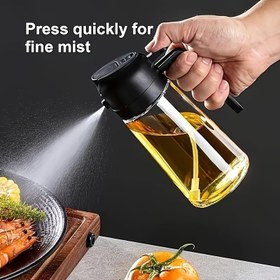 Resim 16oz Cam Yağ Püskürtücü ve Dağıtıcı - 470ml Zeytinyağı Mister, 2'si 1 Arada Mutfak Aleti, Pişirme, Salata Sosları ve Izgara için, Siyah Kaplı Kare Tasarım, Elde Yıkanır, PVC-Fre 