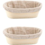 Resim Xindoker 2 Adet 9 İnç Oval Doğal Endonezya Rattan Mayalama Sepeti Seti - Linyit Döşemeli, Elledelen, Taze Ekmek Hazırlama Aleti 
