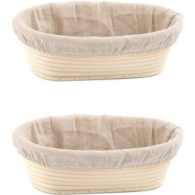 Resim Xindoker 2 Adet 9 İnç Oval Doğal Endonezya Rattan Mayalama Sepeti Seti - Linyit Döşemeli, Elledelen, Taze Ekmek Hazırlama Aleti 