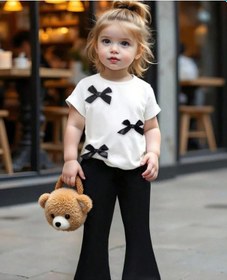 Resim Kız Çocuk Fiyonk Detaylı Alt Üst Takım Beyaz 