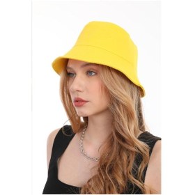 Resim Kadın Balıkçı Sarı Kova Bucket Şapka Sarı 