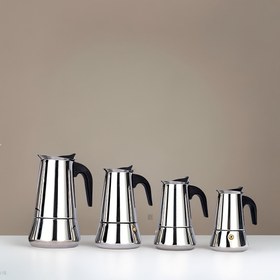 Resim 1 adet Paslanmaz Çelik Moka Tenceresi - Büyük Alt İtalyan Ocak Espresso Makinesi, Yeniden Kullanılabilir Filtreli Manuel Kahve Makinesi, Elektrik Gerektirmez, Ev için Taşınabilir, Aile ve Akşam Yemekleri İçin Çoklu Modeller Mevcut, Akşam Partisi Temel Ürünleri | Mutfak Kahve İkonu | Paslanmaz Çelik Yapı 