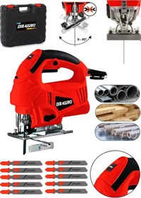 Resim Dragro DRG-4000DKPJ 10 Uçlu 4000 W Lazerli Profesyonel Devir Ayarlı Dekupaj Testere Kırmızı Çantalı 