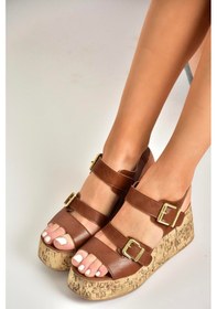 Resim Fox Shoes U996752009 Taba Dolgu Topuklu Kadın Ayakkabı Taba-suni Deri 