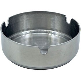 Resim Paslanmaz Çelik Yuvarlak Metal Küllük - Lüks Fırçalanmış Tasarım 8 Cm 