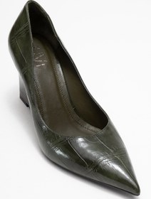 Resim luvishoes PUERA Yeşil Baskı Sivri Burunlu Kadın Dolgu Topuklu Ayakkabı 