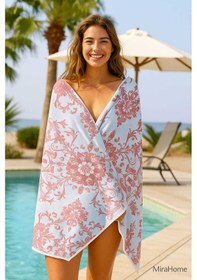 Resim Unisex Desenli Baskılı Deniz Plaj Havlusu Otantik Nar Çiçeği 70x140 Cm Renkli 