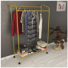 Resim Tekerlekli Armin Askılık Konfeksiyon Askılığı Ayaklı Tekerlekli Askılık Altın 