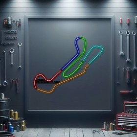 Resim Barber Motosports Park Metal Neon Yarış Pisti - MTN0119 - Mavi / 99 cm 