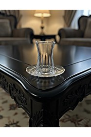 Resim Dekorlu 12 Parça Cam Çay Takımı 6 Adet Çay Bardağı + 6 Adet Tabak Şeffaf 