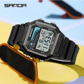 Resim Primepickings Siyah Beyaz Sanda Anti Drop Erkek Kol Saati Ultra Hafif Spor Saati Çok Fonksiyonlu Dijital Ekran Diğer 