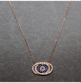 Resim Çift Halkalı Nazar Boncuğu Kolye 