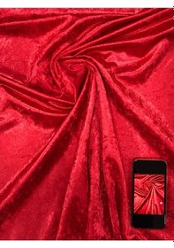Resim Enesar Home Parlak Kadife Kırmızı Kumaş Döşemelik Kumaş (Likrasiz & Astarli) 100 x 140 cm 