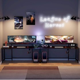 Resim Zizuva Tasarım Siyah Gaming Masası Ergonomik Oyuncu Bilgisayar & Çalışma Masası 