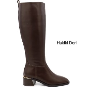 Resim Gönderi(R) Gönderir Kadın Kahverengi Platinum Fermuarlı Kalın Topuklu Hakiki Deri Çizme Dkzc84335882 Kahverengi 