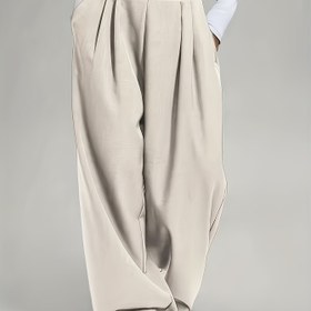 Resim Kadın Şık Yüksek Belli Geniş Paça Pantolon - Düz Renk, Bol Kesim Cepli, Tüm Sezon Rahatlığı, Günlük ve Resmi Giyim için Casual Stil, Yüksek Belli Tayt, Resmi Kıyafet, Konforlu Giyim 