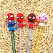 Resim MARVEL Spider-Man Yeniden Kullanılabilir PVC Pipet Kapakları - 3 Farklı Süper Kahraman Tasarımlı (Mavi/Kırmızı, Siyah/Beyaz, Pembe/Beyaz) İçecek Samanları & Şişeler için, Halloween Noel Bayram Hediyesi, Aile ve Arkadaşlar Koleksiyonluk 