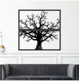 Resim Tasarım Ahşap İki Parçalı Ağaç Duvar Dekoru Siyah 30 x 40 