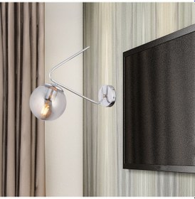 Resim Mildred Tekli Krom Duvar Lambası Yatak Odası-Yatak Başı-Banyo İçin Modern Aplik Krom 