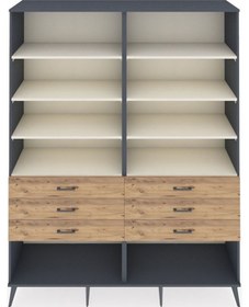 Resim Hyperion Gardrop 8 Raflı 6 Çekmeceli 176x44x221 Antrasit-aytaşı/çam Aytaşı/çam 