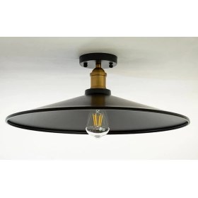 Resim Riolight Retro,rustik,vintage Siyah Başlık 1XE27 Eskitme Duylu Metal Plofonyer Avize Şapka ÇAPI:38CM 