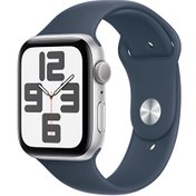 Resim Apple Watch Se Gps 44mm Gümüş Alüminyum Kasa ve Storm M/L Mavi Sport Band Apple