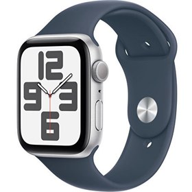 Resim Apple Watch Se Gps 44mm S/M Gümüş Alüminyum Kasa ve Storm Mavi Sport Band Apple