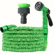 Resim Genişleyebilen Yeşil Bahçe Sulama Hortumu Seti, 22.86/30.48/38.1 metre Esnek Hortumlar ve Püskürtme Başlığı Kiti, Yüksek Basınçlı Sprey Başlık ve Evrensel Bağlantı Elemanları, Teras Sulaması için Geri Çekilebilir Bahçe Hortumu, Hafif Dış Mekan Araba Yıkama Tabancası, Çim, Bahçe ve Evcil Hayvan Temizliği İçin Uygun 