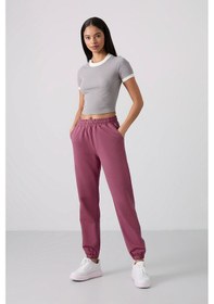 Resim Tommy Life Soft Vişne Cepli Yüksek Bel Rahat Form Lastik Paça Kadın Eşofman Alt - 94583 