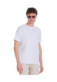 Resim Hatemoğlu Beyaz Regular Fit 100% Pamuk Bisiklet Yaka Oversize Tişört 1995327 Beyaz 