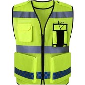 Resim Motosiklet Reflektörlü Yelek Polyester Kumaş Çok Fonksiyonlu Cepler Motor Yelek Neon 