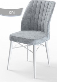 Resim Canisa Concept Flex Serisi, Üst Kalite Mutfak Sandalyesi, Gürgen Beyaz Ahşap Ayak, Gri Sandalye Sandalyeler Gri Ayaklar Beyaz 