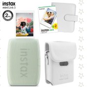 Resim Instax Mini Link 3 Yeşil Akıllı Telefon Yazıcısı Beyaz Çanta Deri Albüm Ve 20'li Mini Film Yeşil 