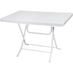 Resim Omnipazar Mt-gfm240 Prima Roccia Plastik Kare Bahçe Balkon Masa 70x110 Cm Beyaz Beyaz 