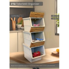 Resim 3’lü Jumbo Boy Tekerlekli Patateslik Soğanlık Oyuncak Kutusu Patates Soğan Sepeti Bambu 99 Lt 